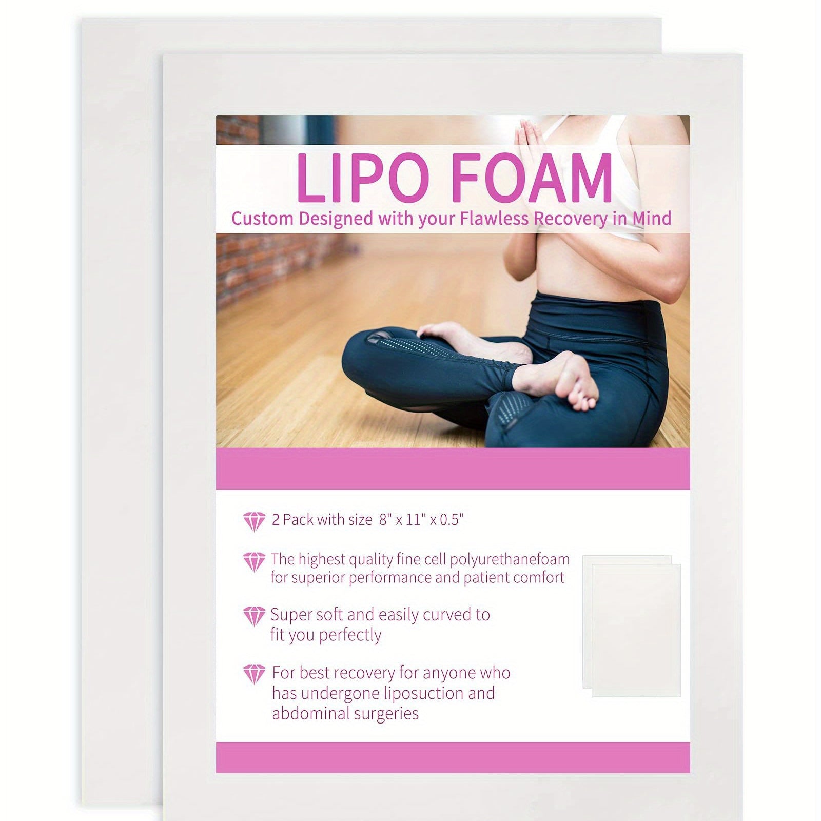 Birllaid Lipo Foam Pads for Post Surgery, Bbl Foam Boards after Lipo, Help Out When Using Ab Board Compression Garments Tummy Tuck - 4 Pack Liposuction Surgery Foam Sheet for Recovery 8" X 11" - For Post-Liposuction Recovery